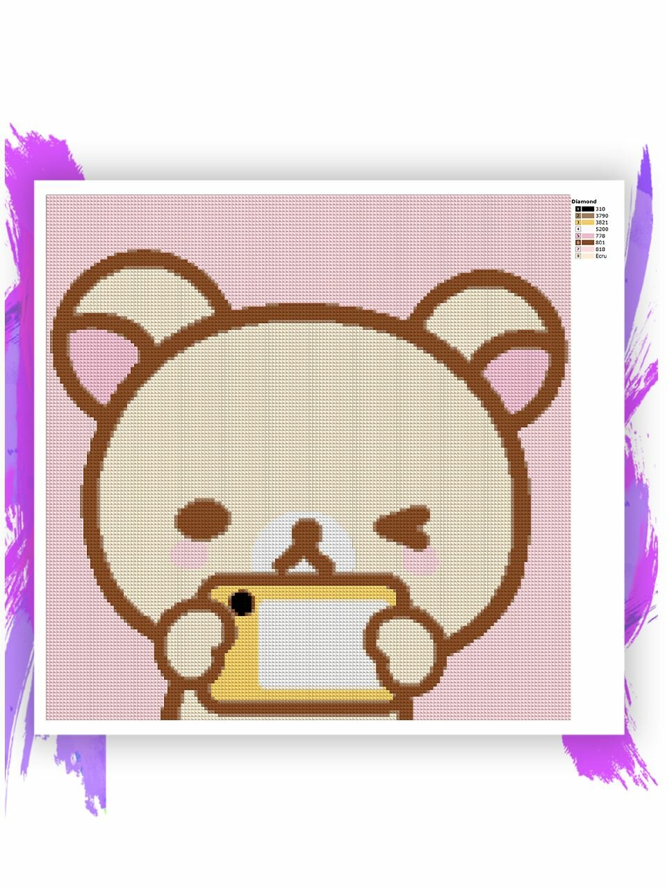 Алмазная мозаика без подрамника - вышивка Rilakkuma 40 х 40 см