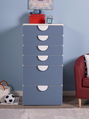 Изображение товара Комод ГУД лакк Пикси, 6 ящиков 60 x 57 x 120 см, голубой, ЛДСП