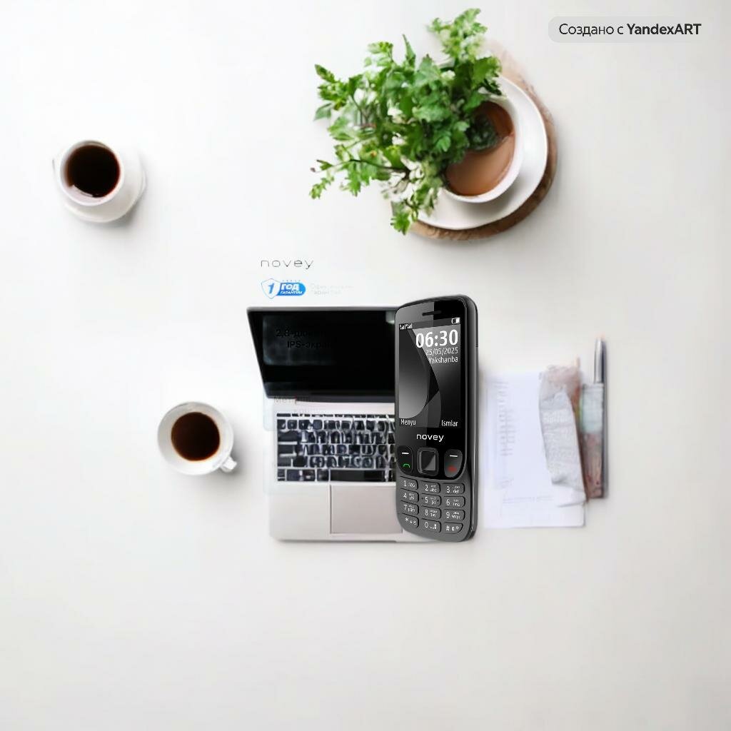Кнопочный телефон NOVEY N630 Black, черный, IPS, металлический