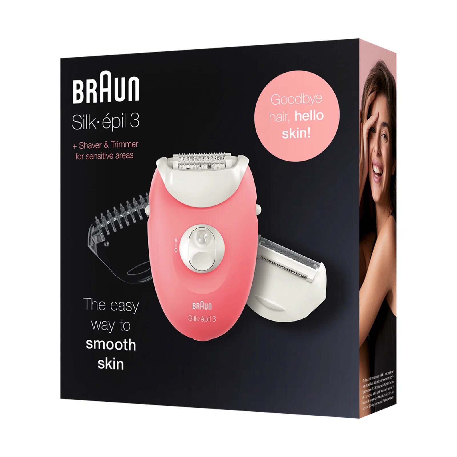 Эпилятор Braun Silk-Épil 3 SE 3-440, для тела, 2 скорости, насадки для эпиляции и бритья