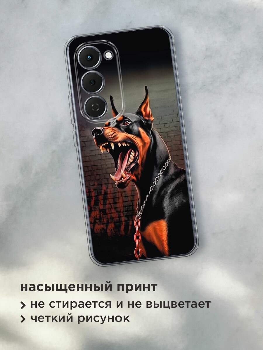 Чехол на Tecno Spark 40 Pro+ / Текно Спарк 40 Про+ с принтом "Доберман с цепью" — фото 1