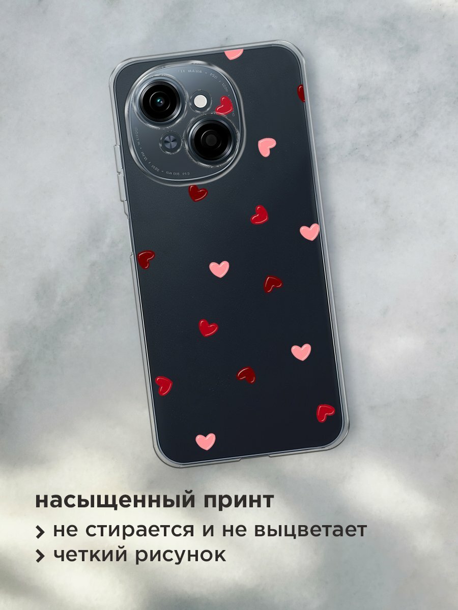 Чехол на Tecno Spark Go 1/Pop 9 / Текно Спарк Go 1/Поп 9 с принтом "Бордовые сердечки 2" — фото 1