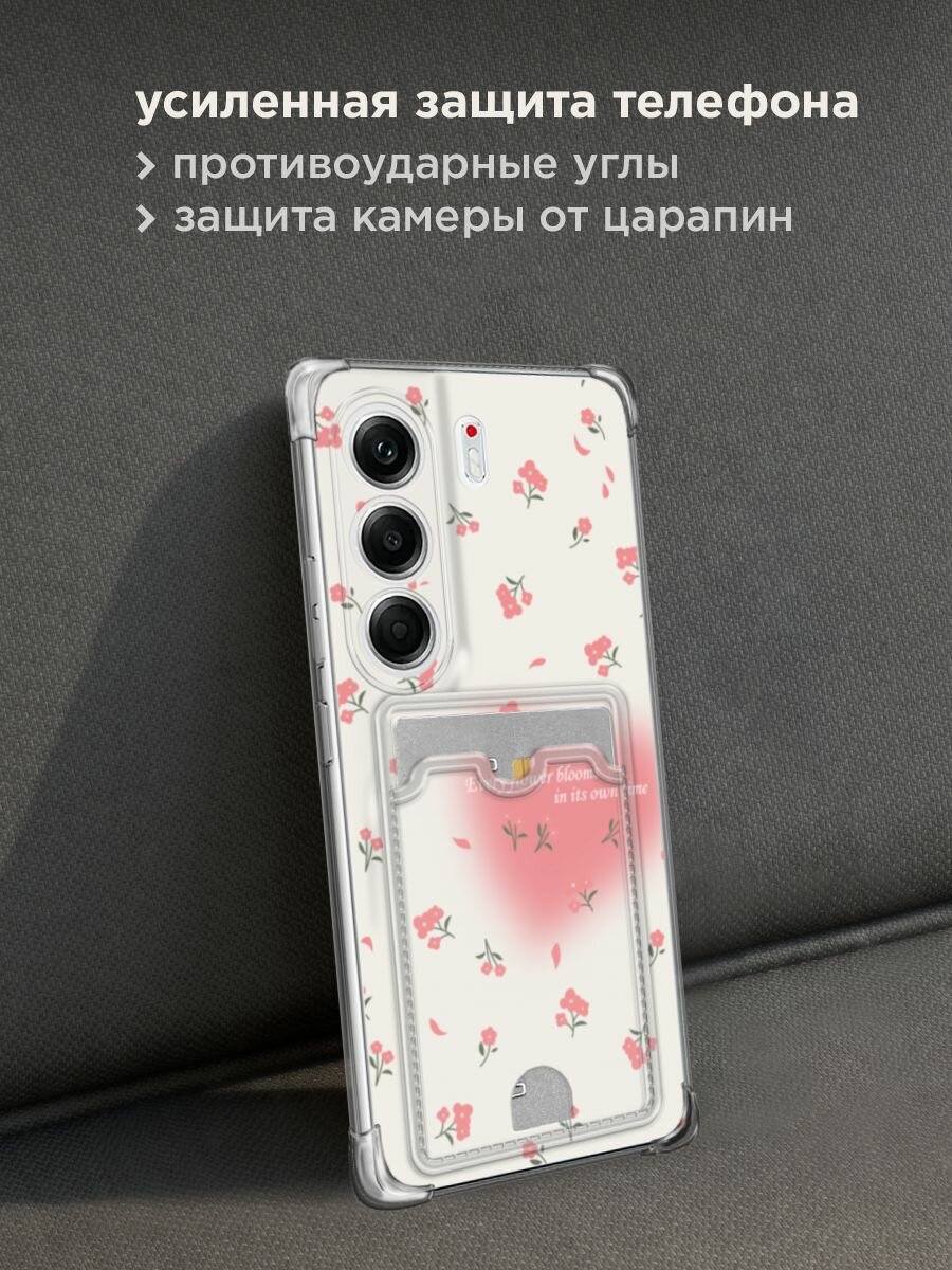 Чехол на Tecno Camon 40 Pro (Текно Камон 40 Про) с картой и принтом "Blooms in time pink" — фото 1
