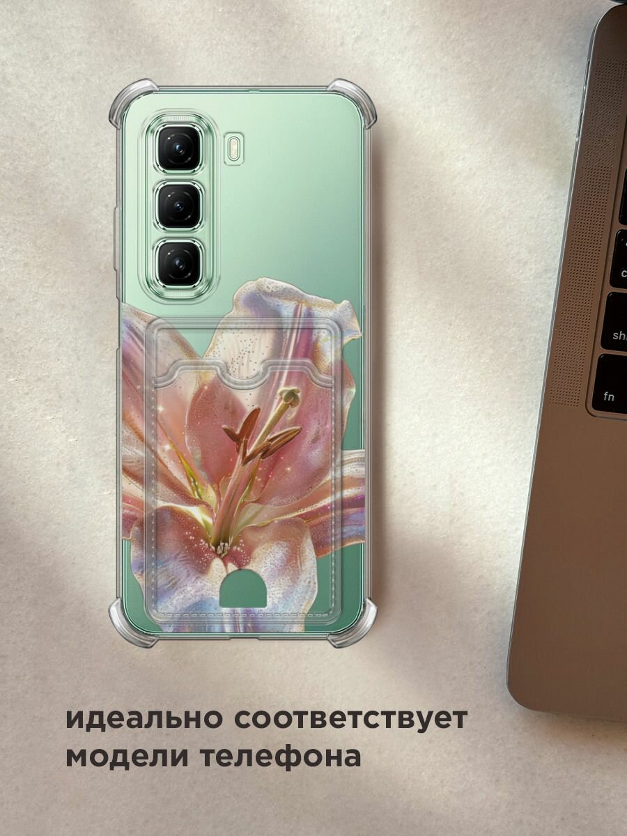 Чехол на Infinix Hot 50 4G (Инфиникс Хот 50 4G) с картой и принтом "Волшебная лилия" — фото 1