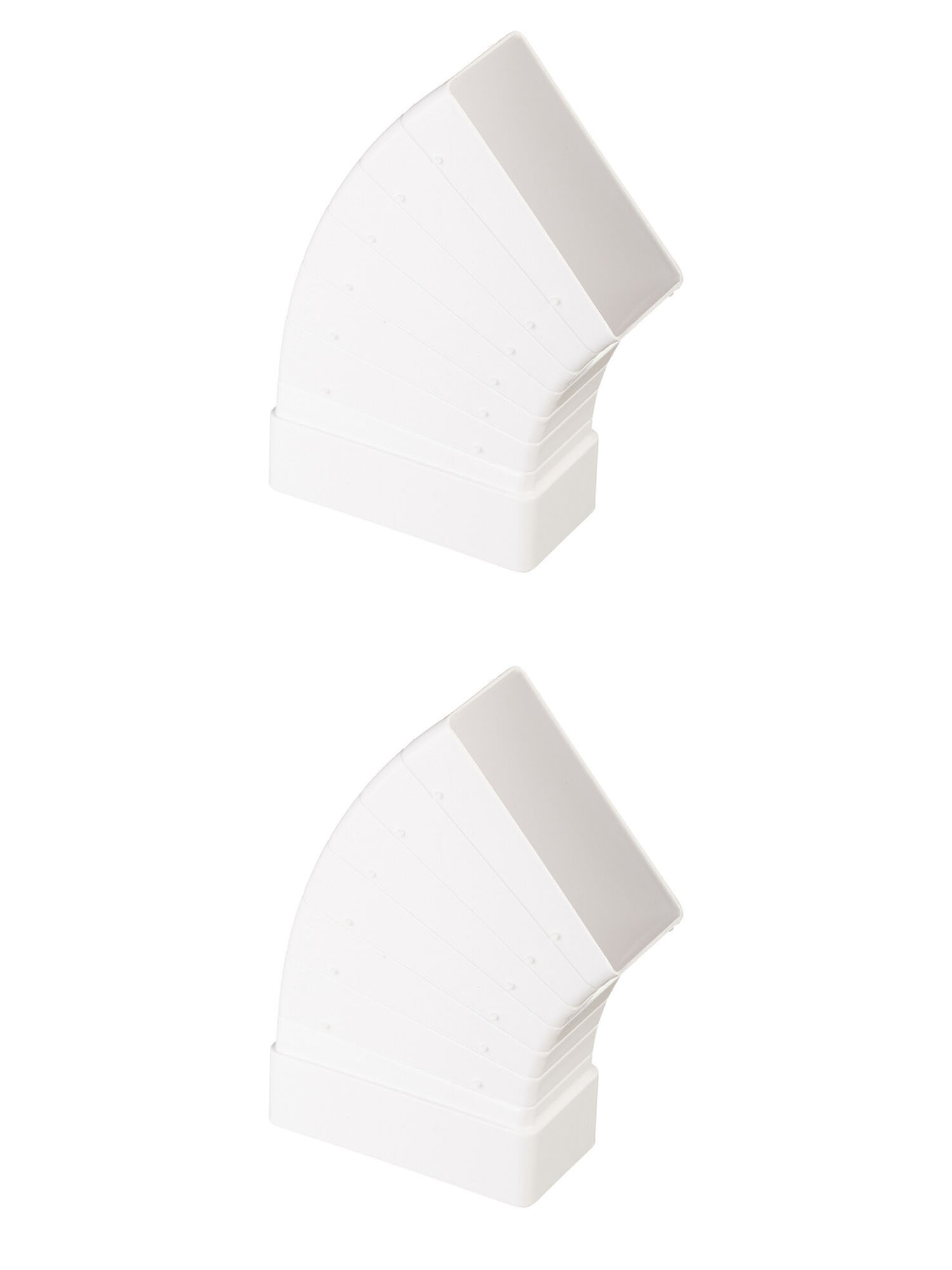 Колено горизонтальное пластиковое для плоских воздуховодов 55х110 мм разноугловое (2 шт.)