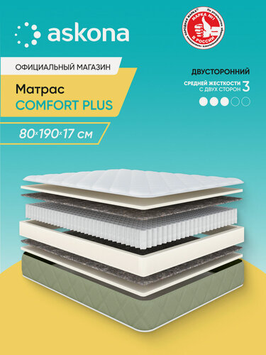 Изображение товара Матрас анатомический Askona (Аскона) COMFORT PLUS 80х190, высота 17см