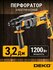 Перфоратор электрический в кейсе DEKO, 3,2 Дж, 1200 Вт, SDS+