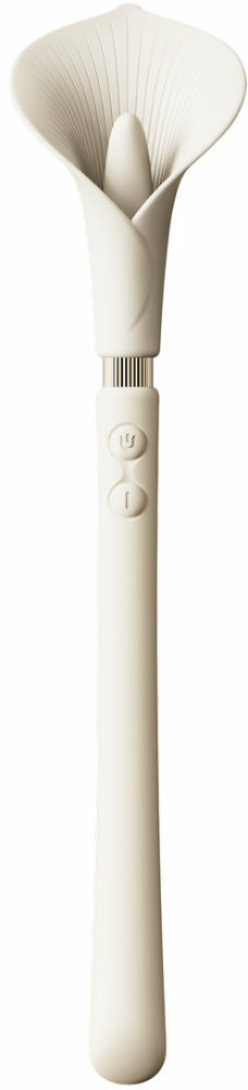 Клиторальный двусторонний вибратор в форме цветка Zalo Calla бежевый