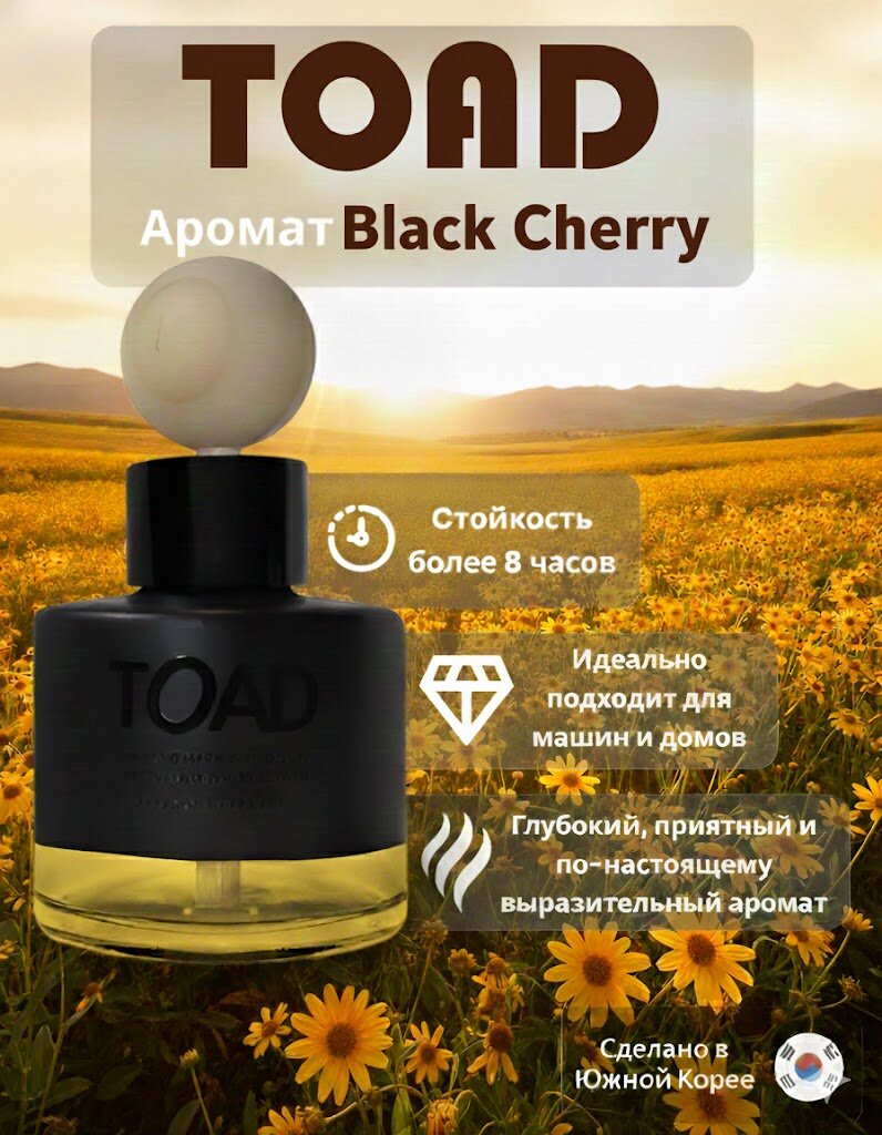 Ароматизатор Toad 50  мл, для машины и дома, освежитель воздуха, аромат Black Cherry — фото 1