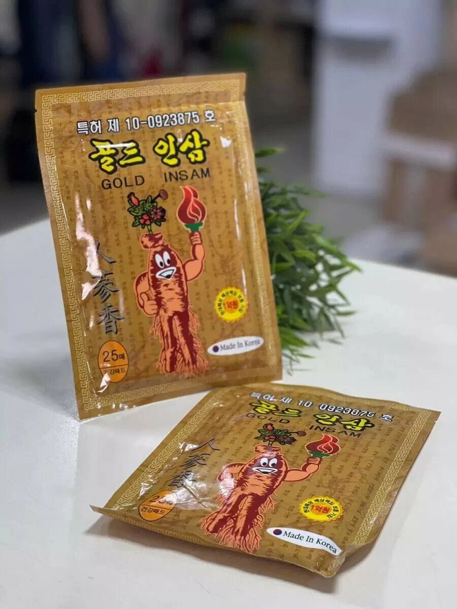 Пластырь противовоспалительный, с красным женьшенем, Gold Isam Greenon, 25 шт