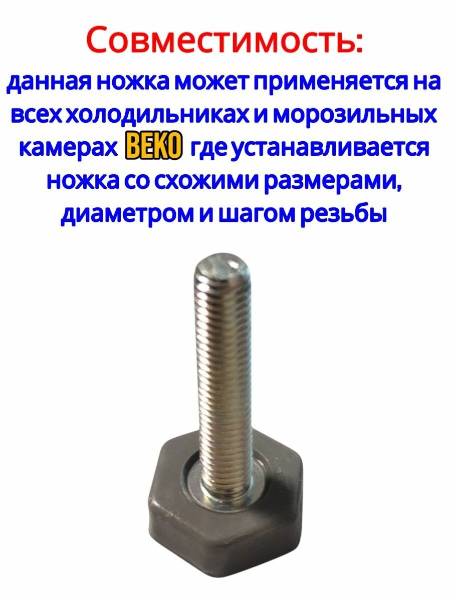 Ножка для холодильника Beko (резьба М8) — фото 1