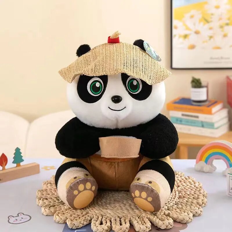 Плюшевая игрушка Кунг-фу Панда По, мягкая игрушка панда в шляпе