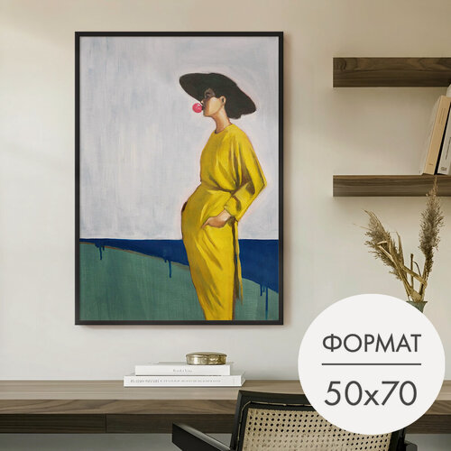 Изображение товара Постер "Женщина в жёлтом платье" 50x70 без рамки на стену для интерьера