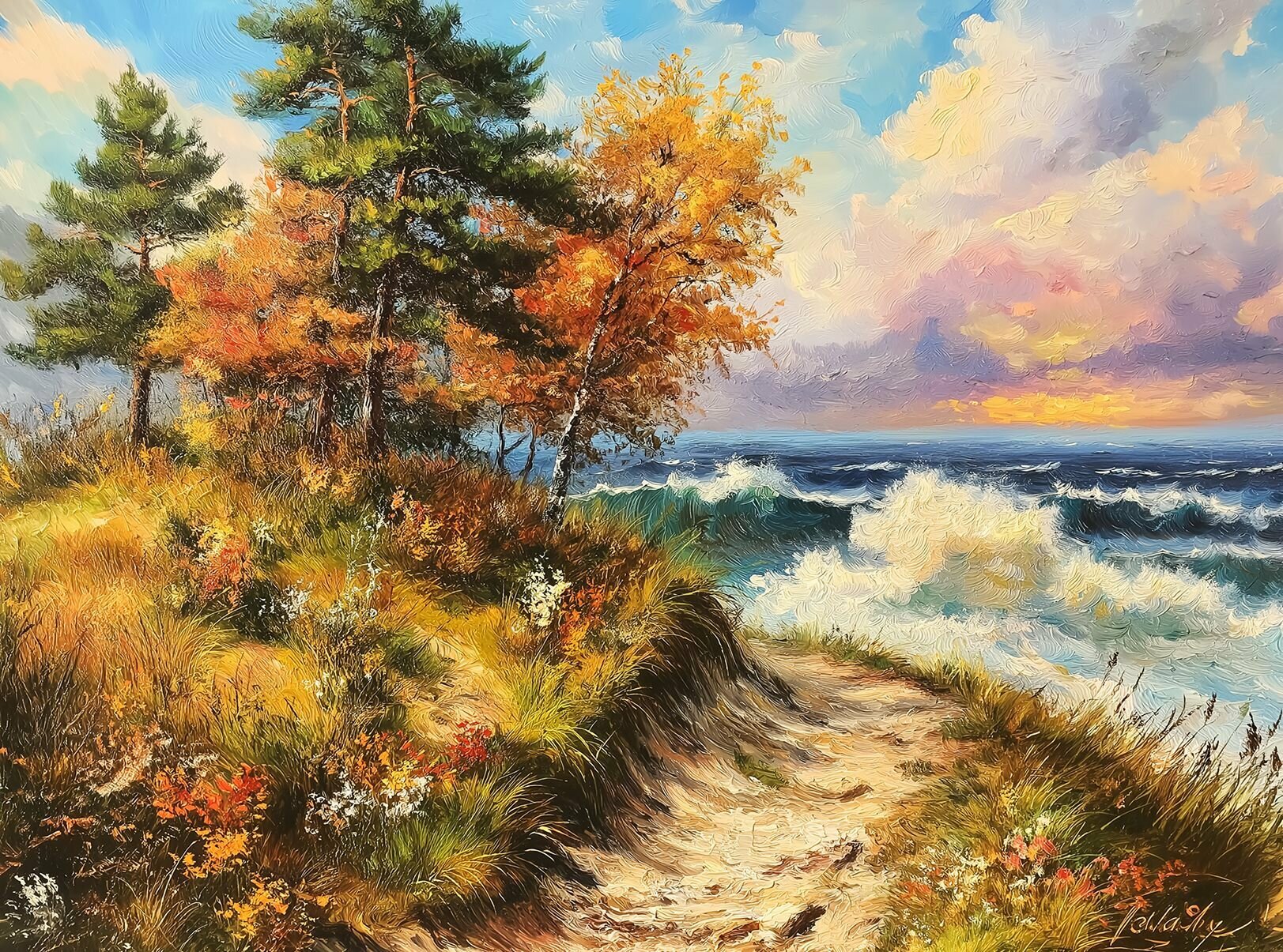 Пазл Алма мини 150 деталей. Сосны и море — фото 1