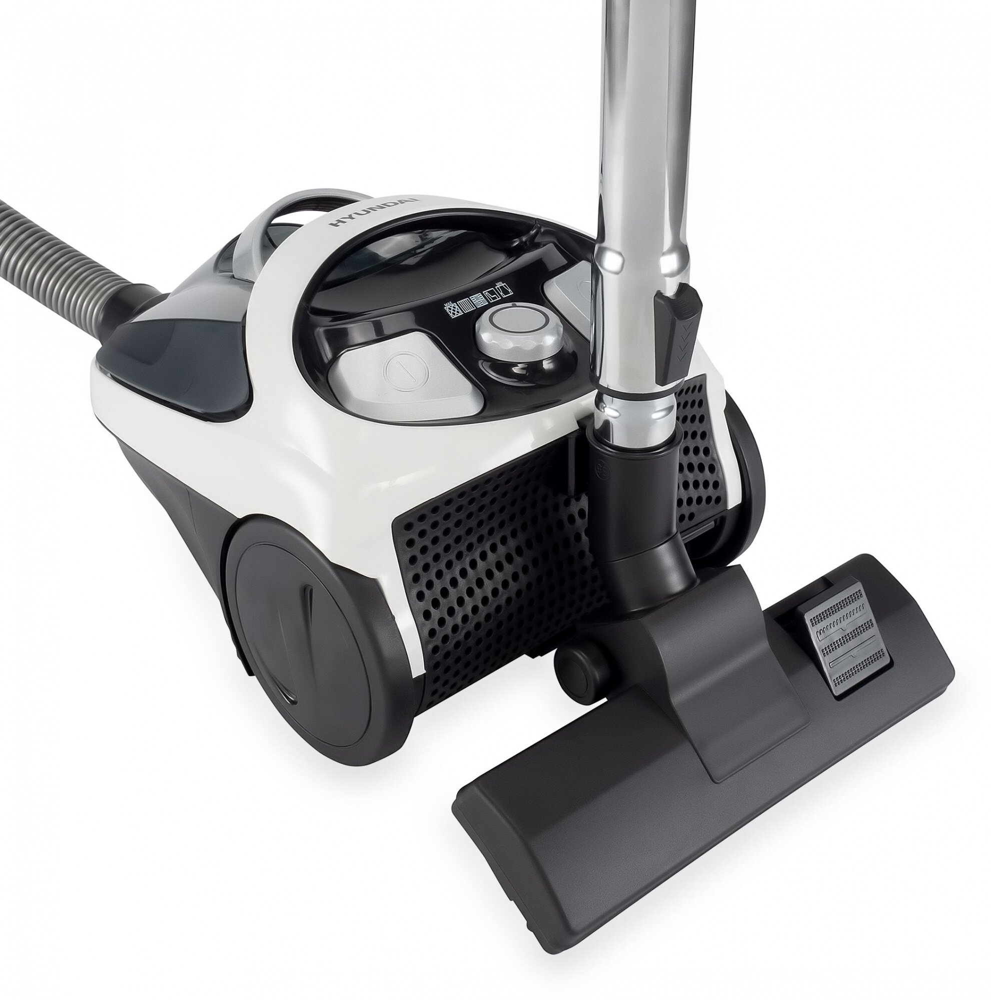 Пылесос Hyundai HYV-C1995 белый/черный 250/1800 Вт, уборка сухая, пылесборник контейнер, 1.5 л