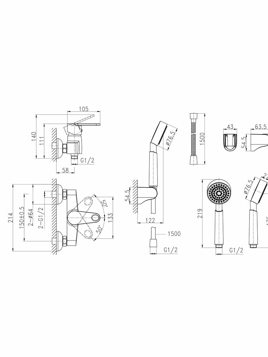 Смеситель душ Cersanit CARI 63029 DIY — фото 1