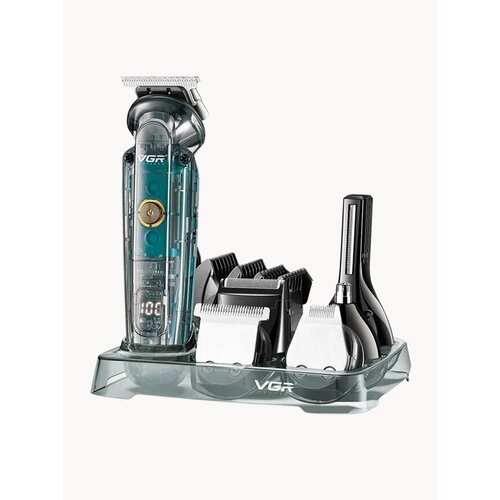 Профессиональный аккумуляторный триммер для стрижки волос , бороды и усов 6 В 1 VGR (прозрачный)