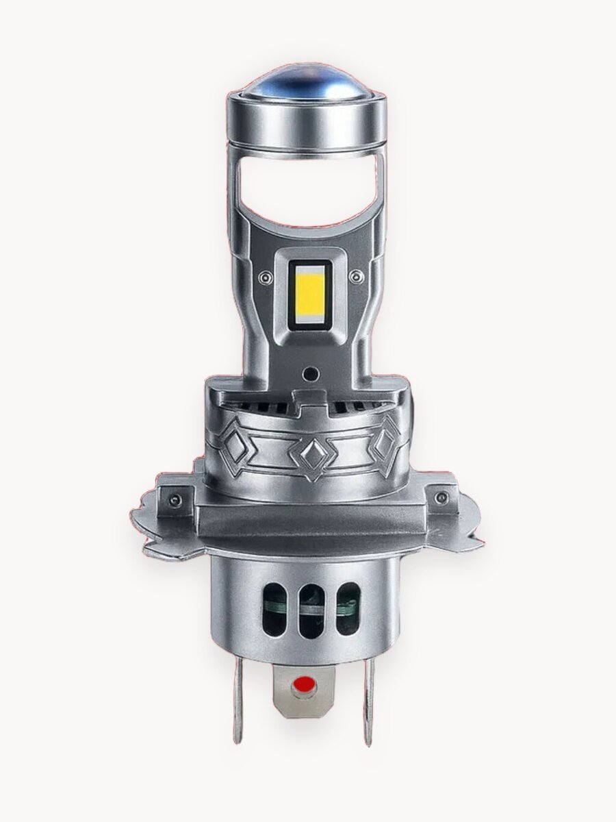 Мини линзы H4, светодиодные bi led лампы автомобильные, 6500K, яркий белый свет, ближний и дальний свет, комплект 2 шт