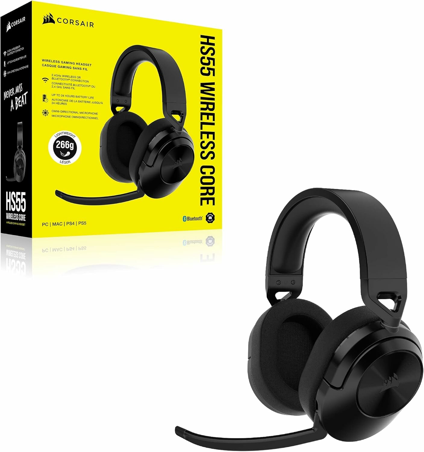Беспроводные игровые наушники Corsair HS55 Wireless Core Black-Over Gaming headset
