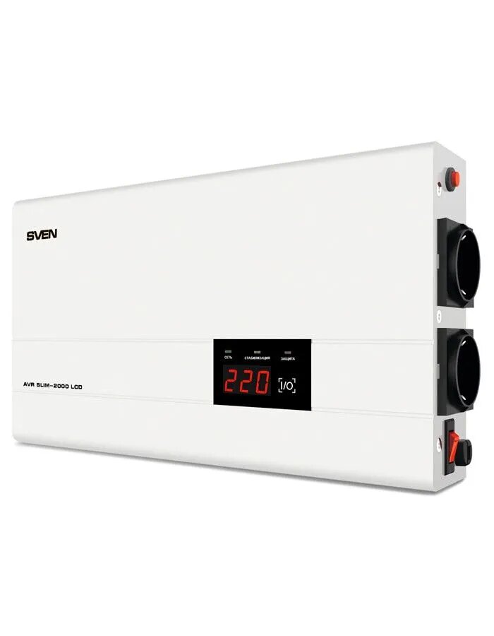 УЦЕНКА_Стабилизатор напряжения SVEN AVR SLIM-2000 LCD, 2000ВА, белый sv-013950,