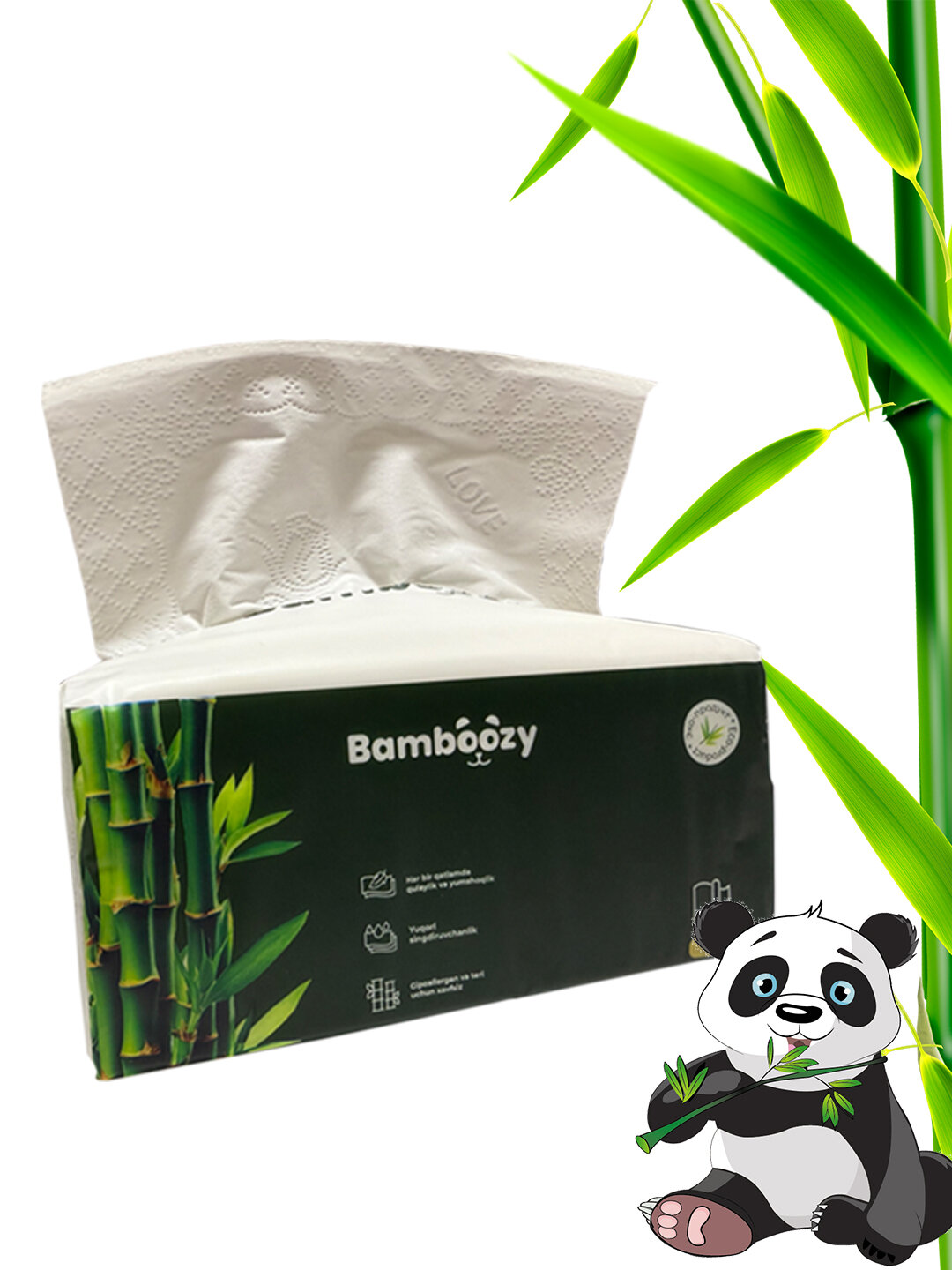 Салфетки бумажные шестислойные бренда Bamboozy бамбуковые салфетки — фото 1