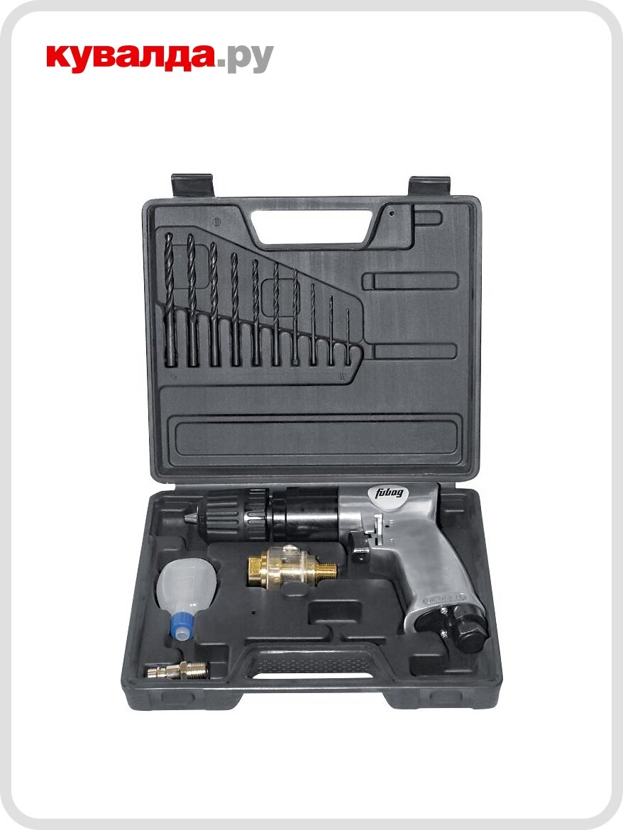 Дрель пневматическая FUBAG DRS1800 с реверсом набор кейс 100103