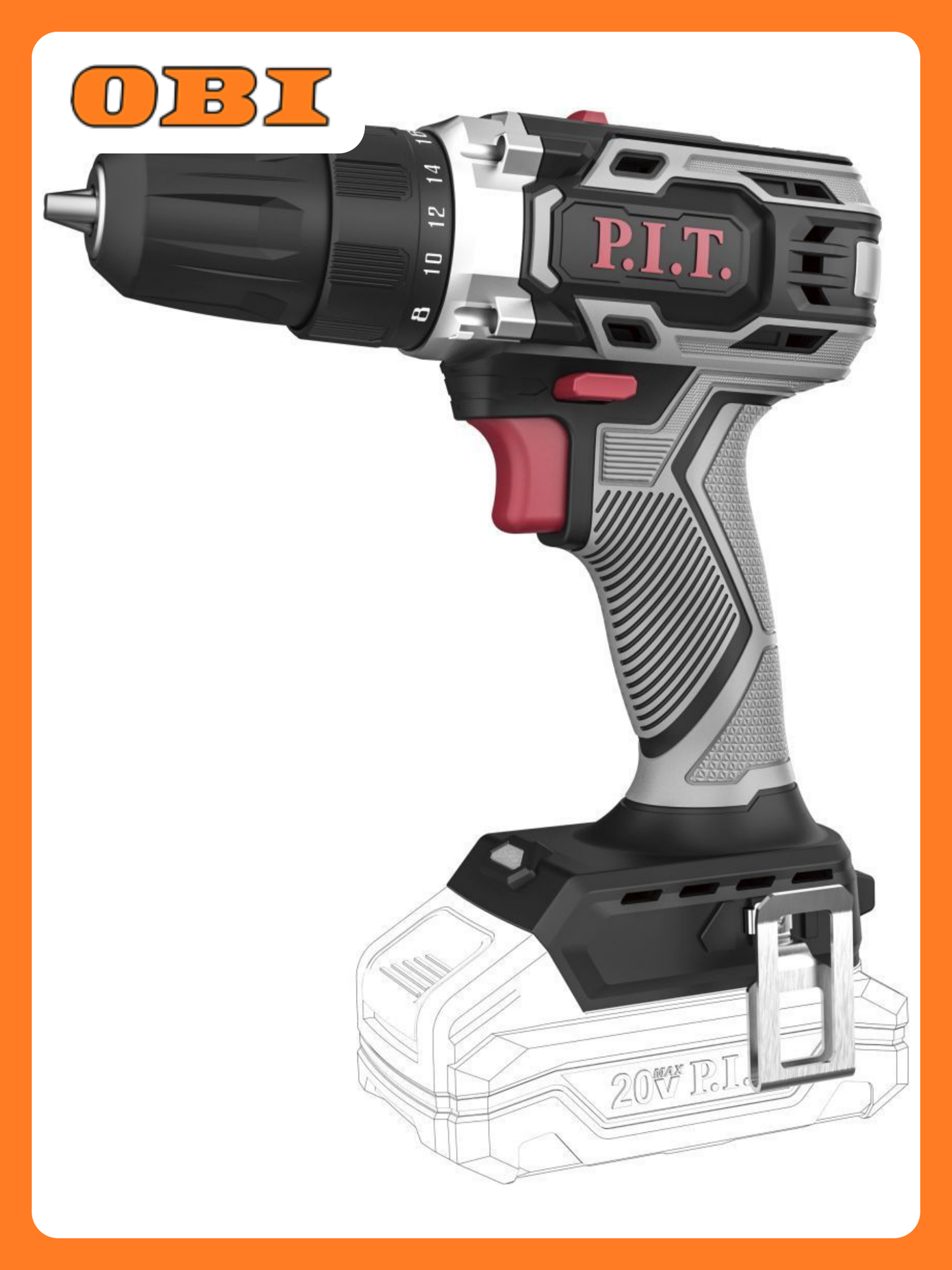 Дрель-шуруповерт аккумуляторная P.I.T. PBM20H-10B0 SOLO 20В без АКБ и З/У