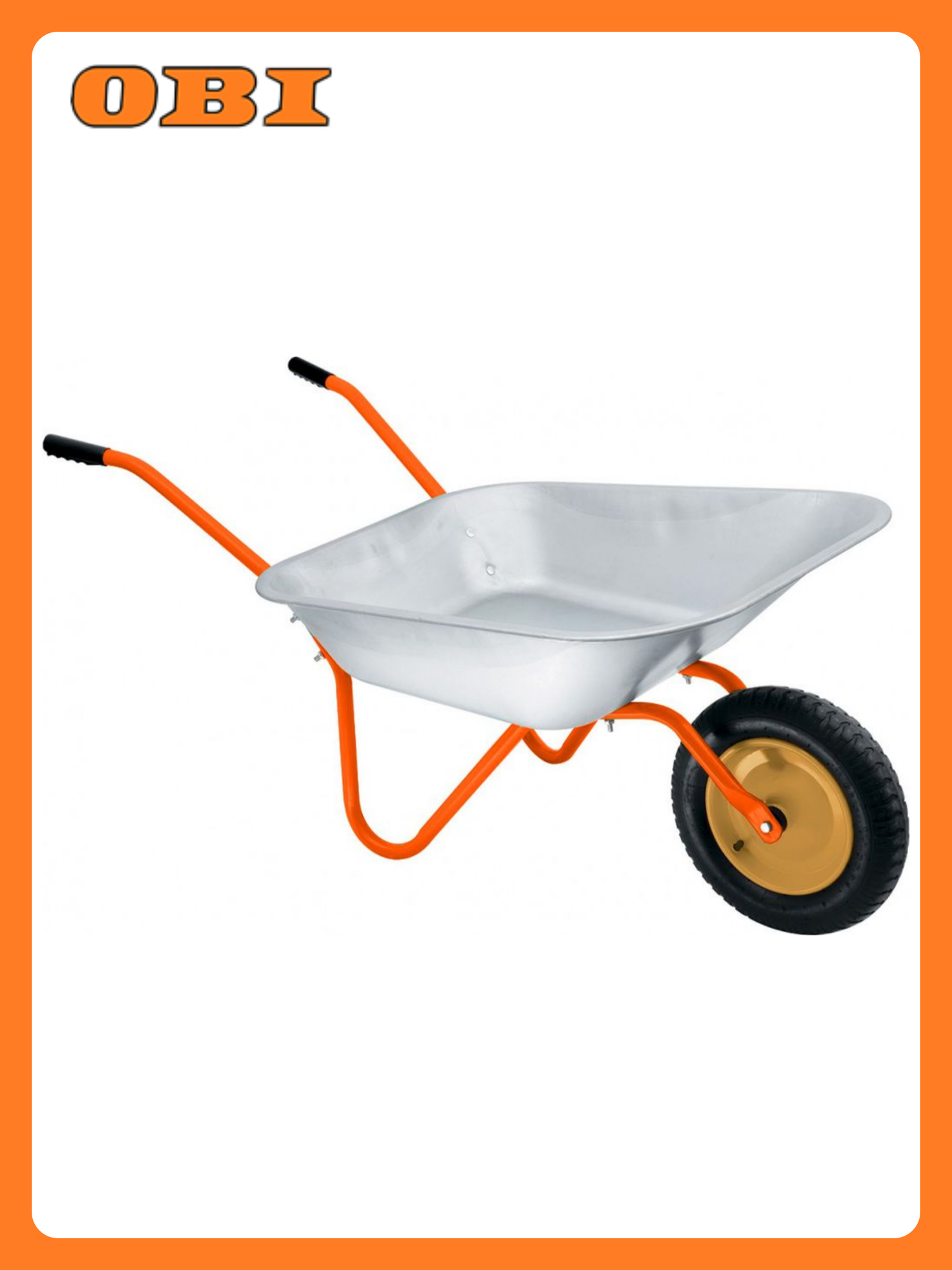 Тачка садовая Строймаш  для мусора  90 кг  55 л  серебристо оранжевая