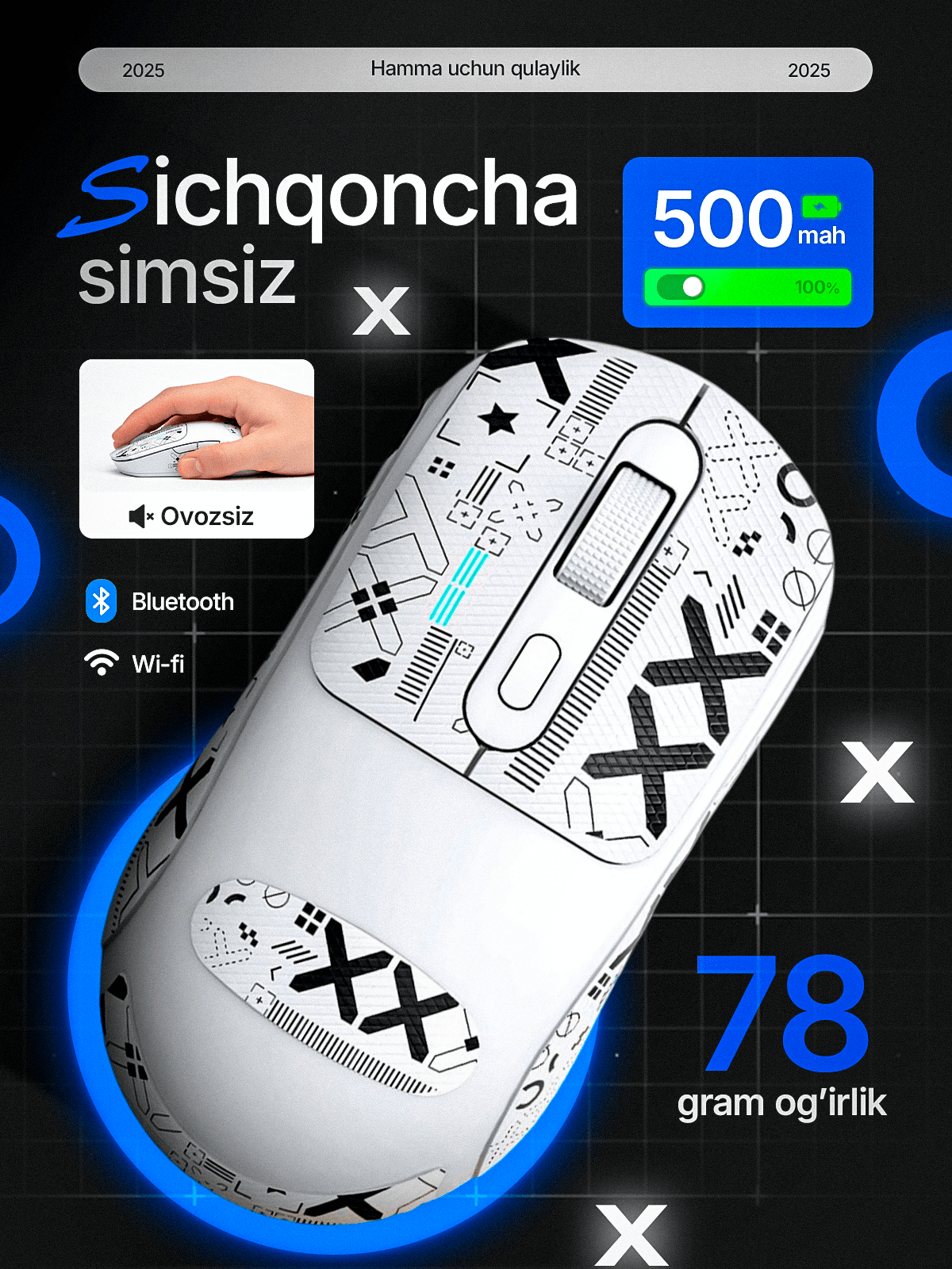 Беспроводная игровая мышка T-Wolf X8, для киберспорта, бесшумная мышка, 2400 DPI