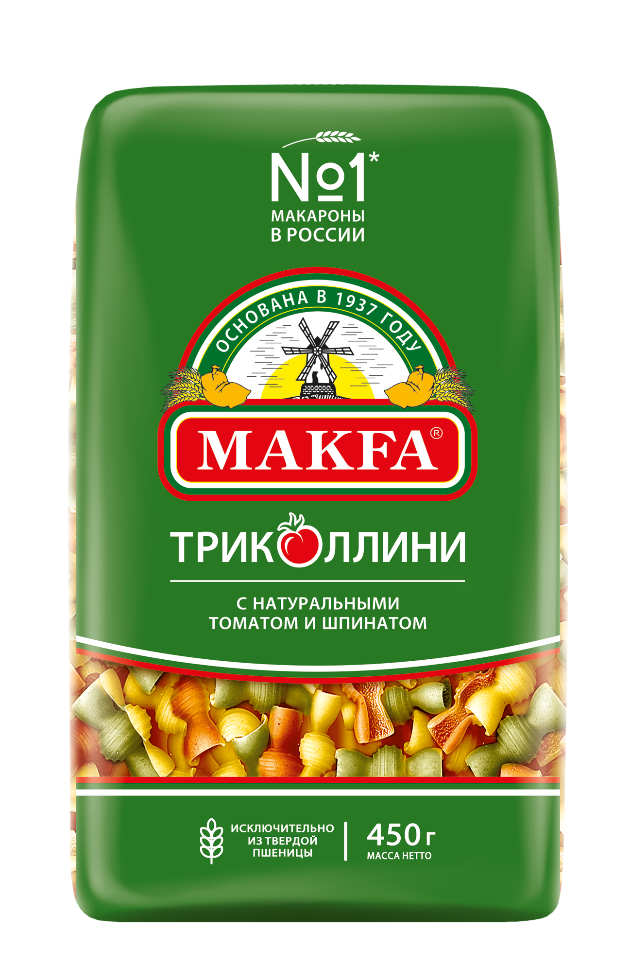 Makfa макароны триколлини свитки (riccioli tricolore), 450 г