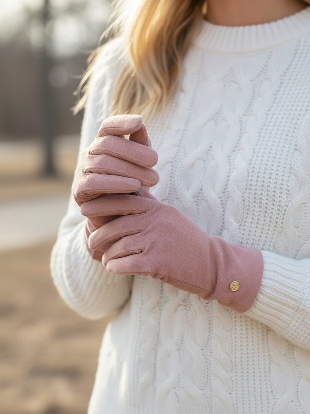 Перчатки  для женщин, размер 16.5, розовй — фото 1