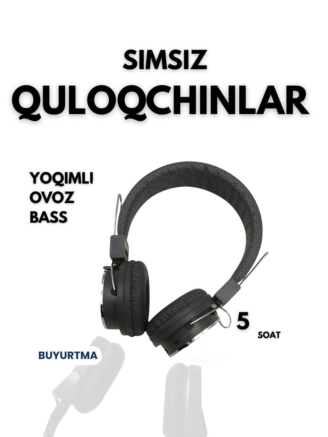 Беспроводные наушники N-05 с микрофоном, мощный бас, удобный обод, Bluetooth