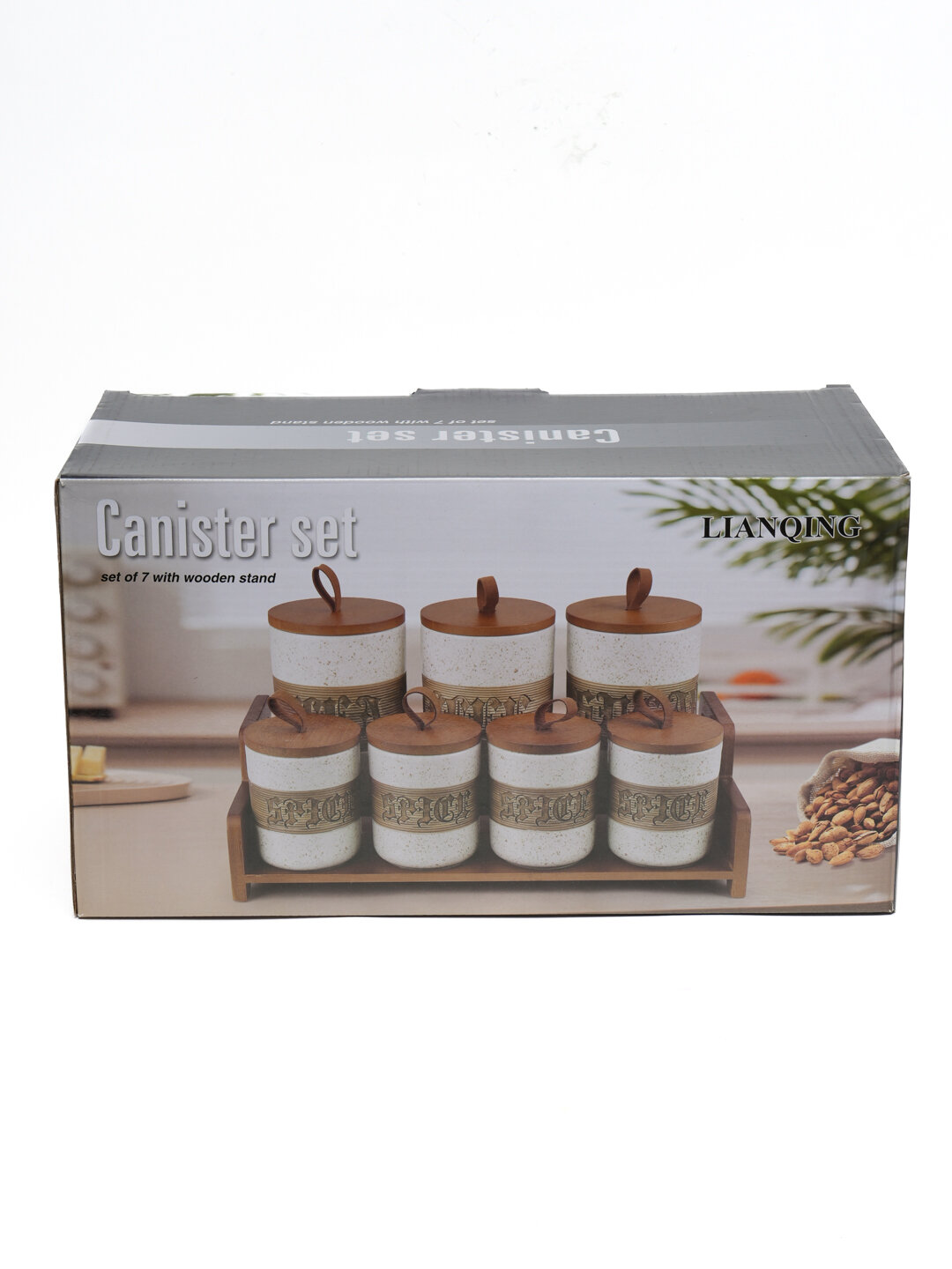 Набор для специй, керамический, с подставкой, 7 предметов, бело-серый — фото 1