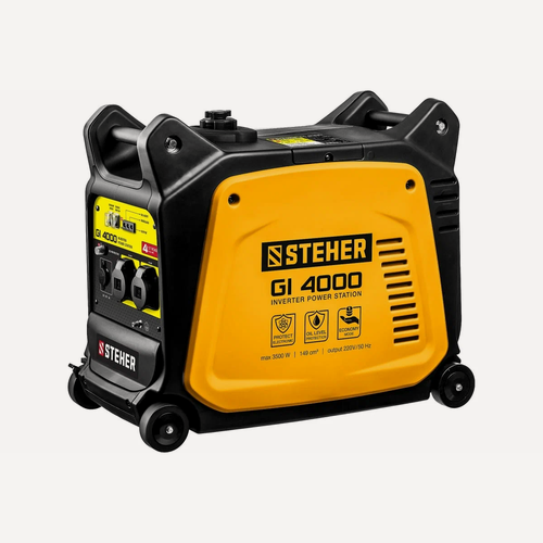 Изображение товара Генератор STEHER GI-4000 желтый/черный, 3500 Вт, 4х тактный, бензиновый, инверторный