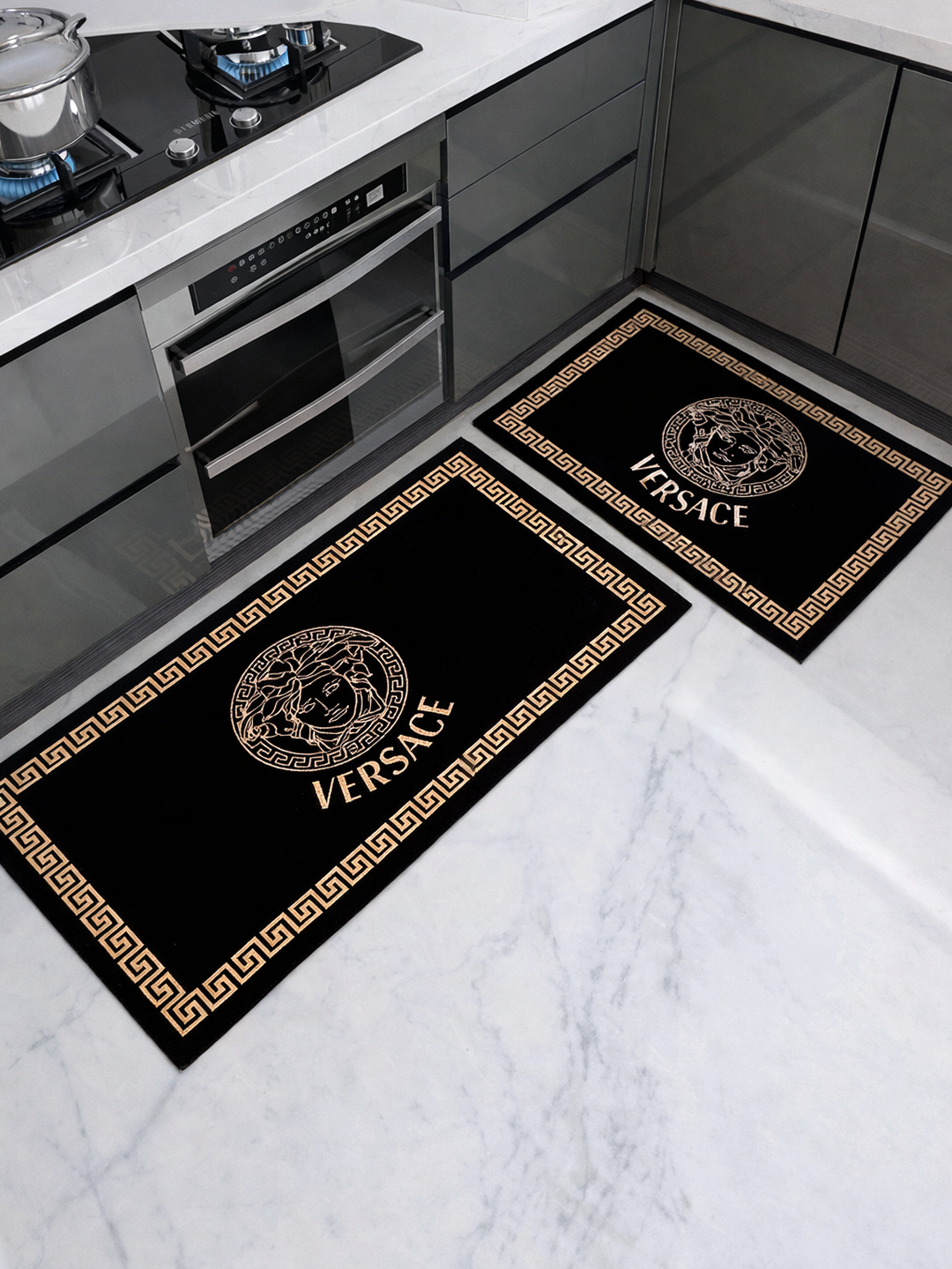 Впитывающий влагу комплект из 2 кухонных ковриков противоскользящие, быстро сохнут