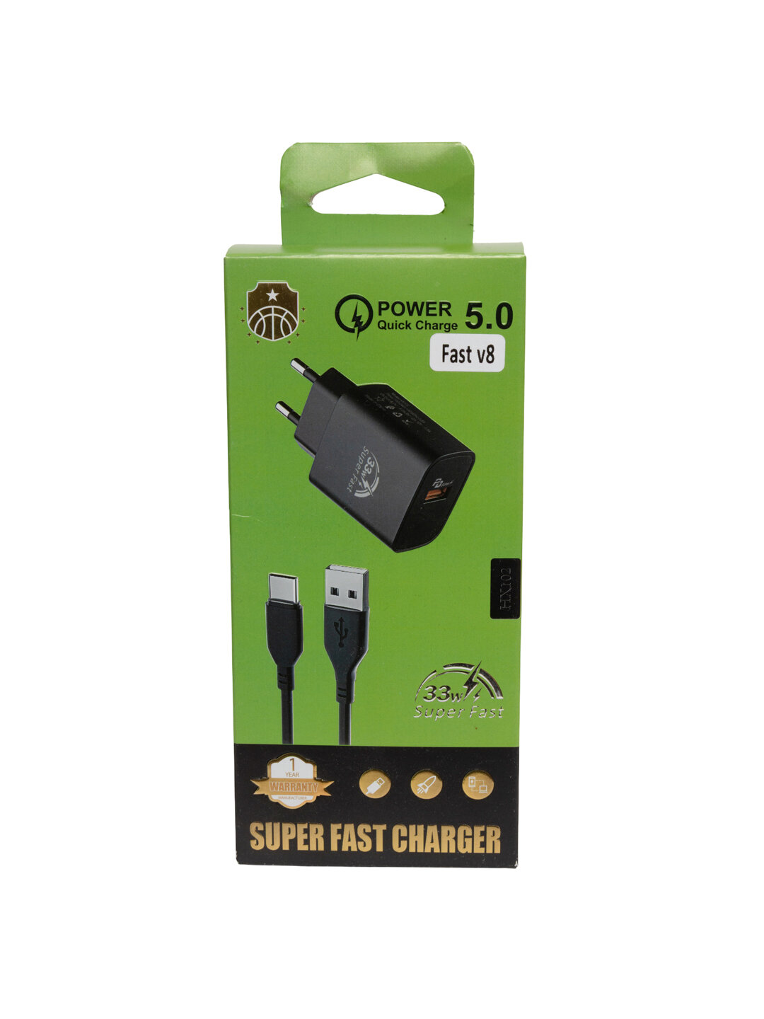 Зарядное устройство, кабель Type-C, с быстрой зарядкой power quick charge 5.0 (V8)