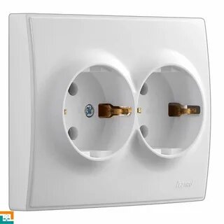 LEZARD Розетка LESYA двойная с/з бакалит белая 705 0202 127B