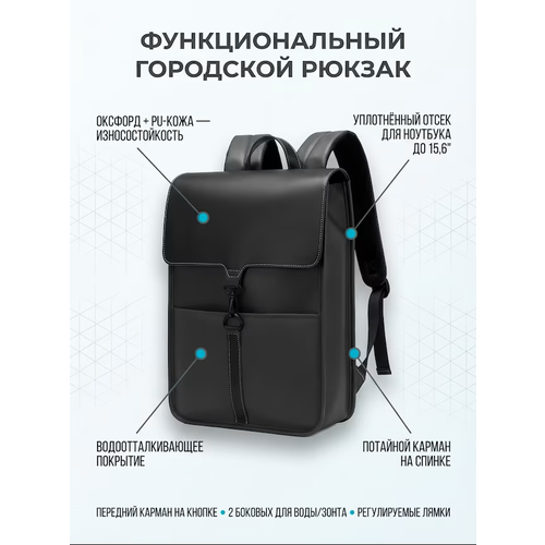 Рюкзак для ноутбука 15,6-дюймовый повседневный деловой рюкзак мужчин и женщин, черный