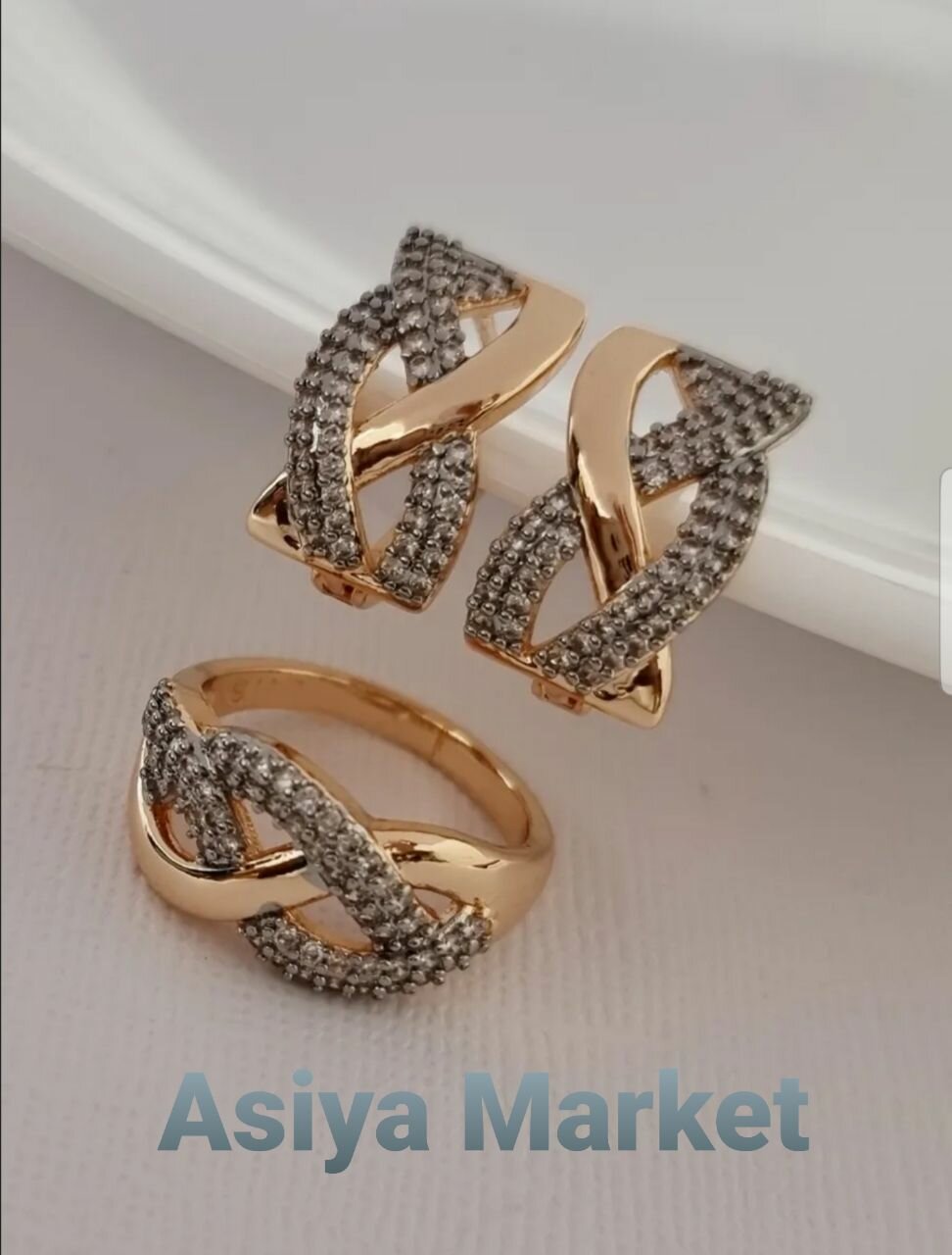 Комплект бижутерии: серьги, кольцо, берилл, размер кольца 18, золотистый — фото 1