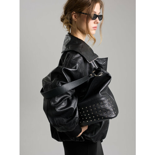 Сумка хобо Afina 790 фактура зернистая чeрный 23110₽