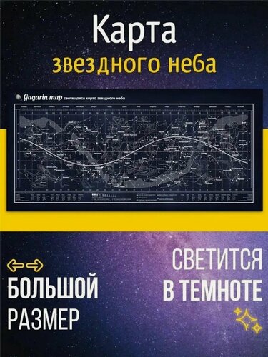 Изображение товара Карта звездного неба космоса настенная светящаяся для детей в подарок Gagarin Map