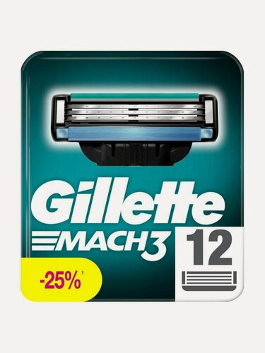 Изображение товара Сменные кассеты для бритв Gillette, Mach3, для мужчин, 12 шт