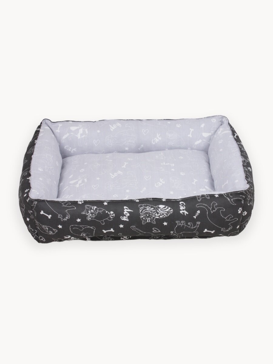 Лежанка для собак и кошек Bio-Line, двухсторонняя, 40*50*15 см, черная/светло-серая