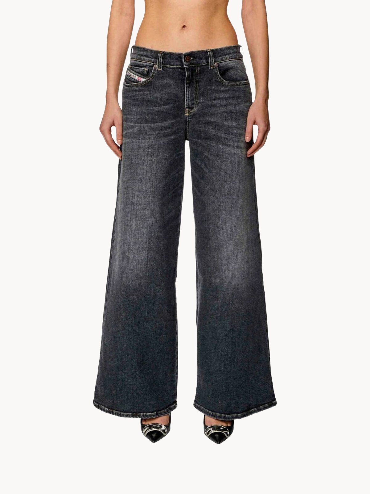 Джинсы клеш DIESEL, размер 23, черный