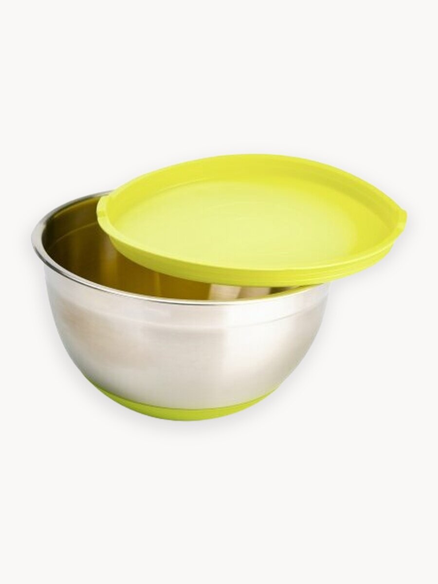 Миска стальная "MIX" с крышкой и антискользящим дном, 4.2л, d=25,5