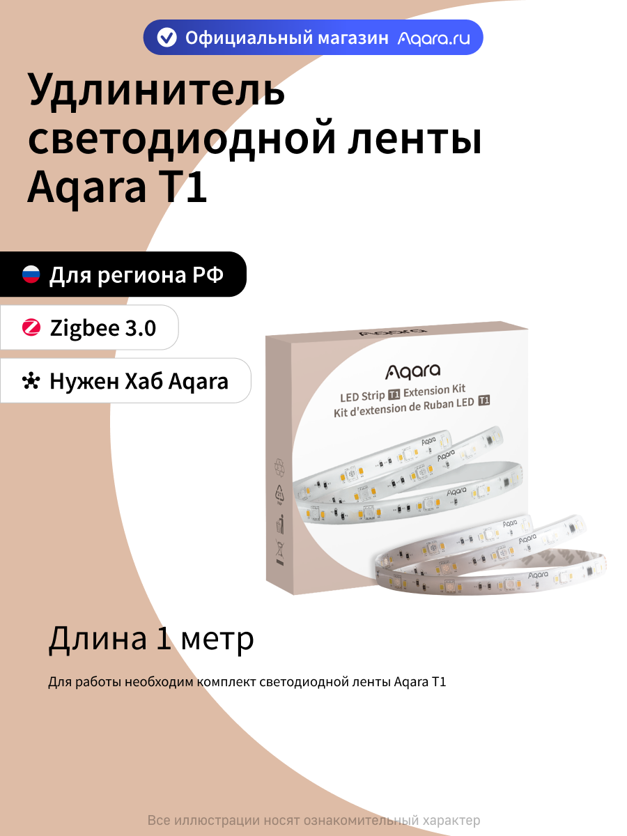 Удлинитель умной светодиодной ленты Aqara T1 RLSE-K01D, 1 метр, белый