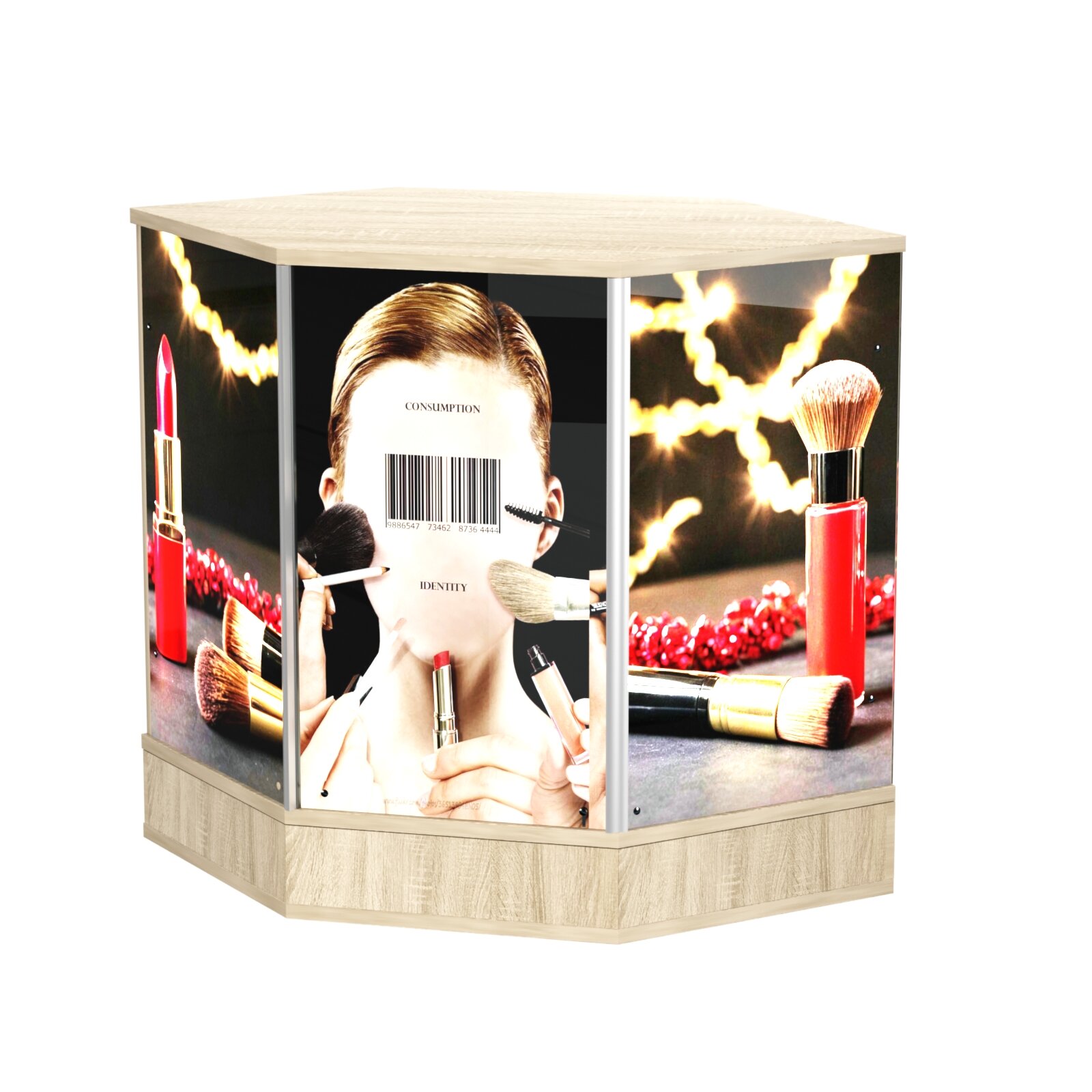 Стол-прилавок со световым коробом шестигранный №22, Дуб сонома