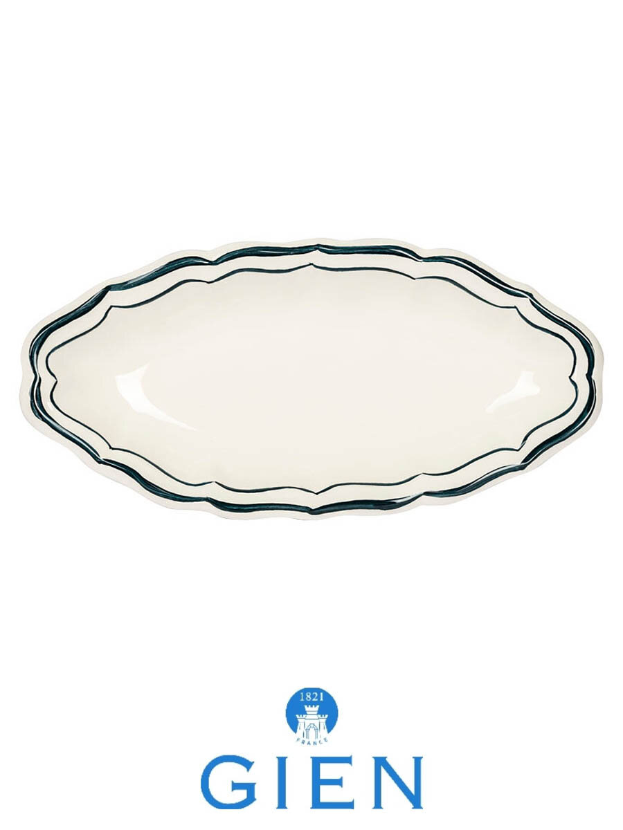 Блюдо овальное Gien Acapulco 265x132 см фаянс цвет белый/зеленый