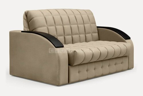 Изображение товара Диван Сток Диванов Брауни, бежевый велюр, 195 см, механизм аккордеон на металлокаркасе