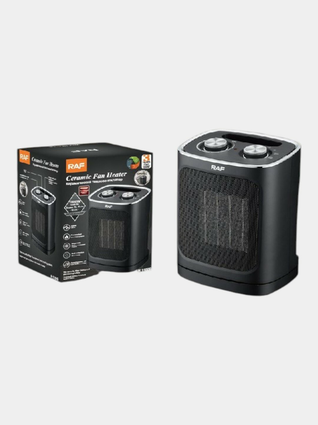 Керамический тепловентилятор RAF R.1188B, 1800 Вт, автоотключение, термостат — фото 1